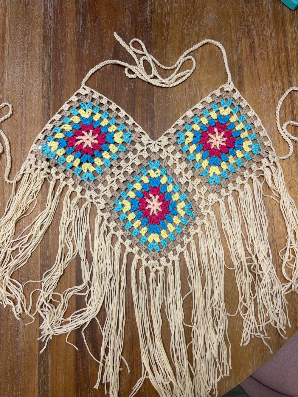 Crochet Fringe Bikini Coverup